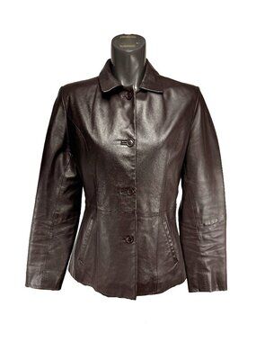 BOD & CHRISTENSEN ESSENTIALS 100% Leather Brown Jacket Size 8